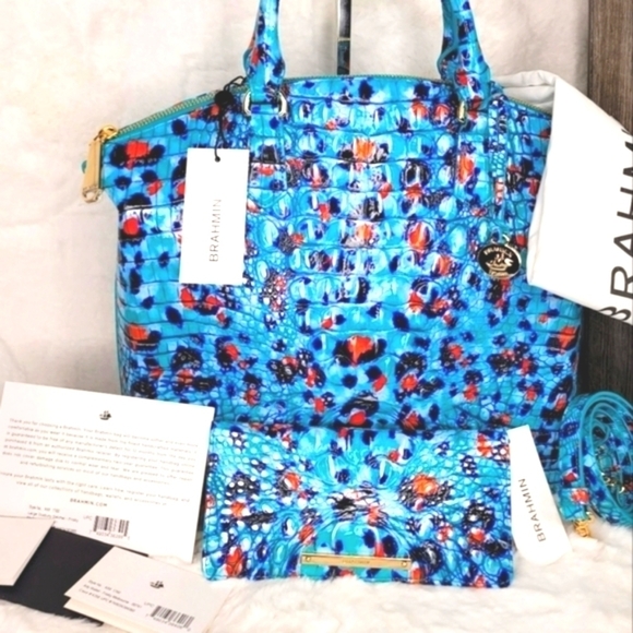 💋 BRAHMIN 2 SET MATCHING DESIGNER MELBOURNE DUXBURY PURSE BAG + WALLET NWT - Picture 2 of 12